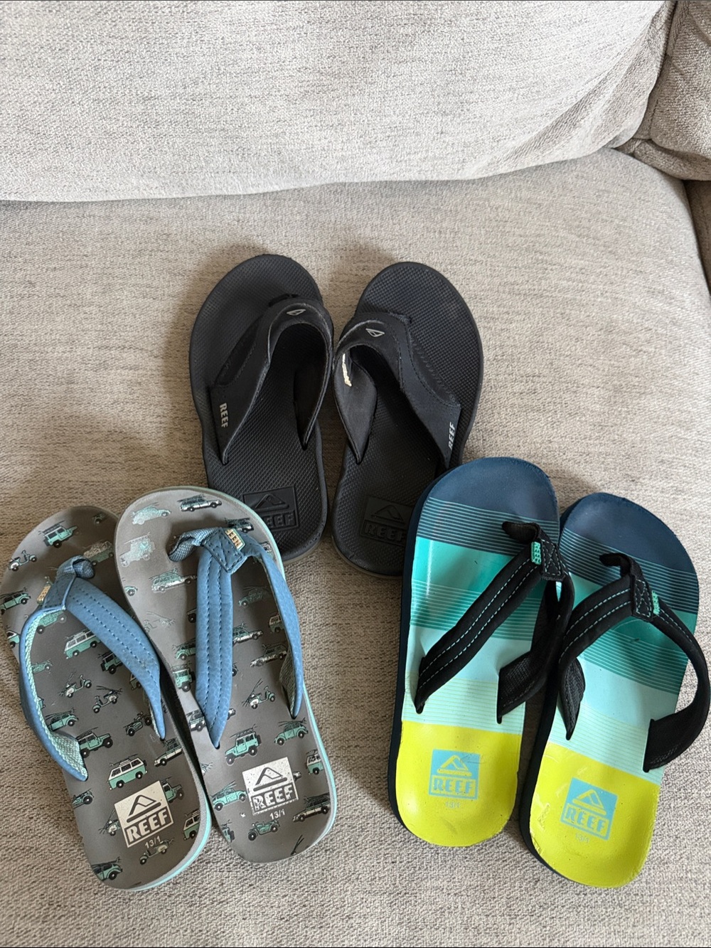 Reef Kids Teal, Yellow & Black Flip Flop Bundle